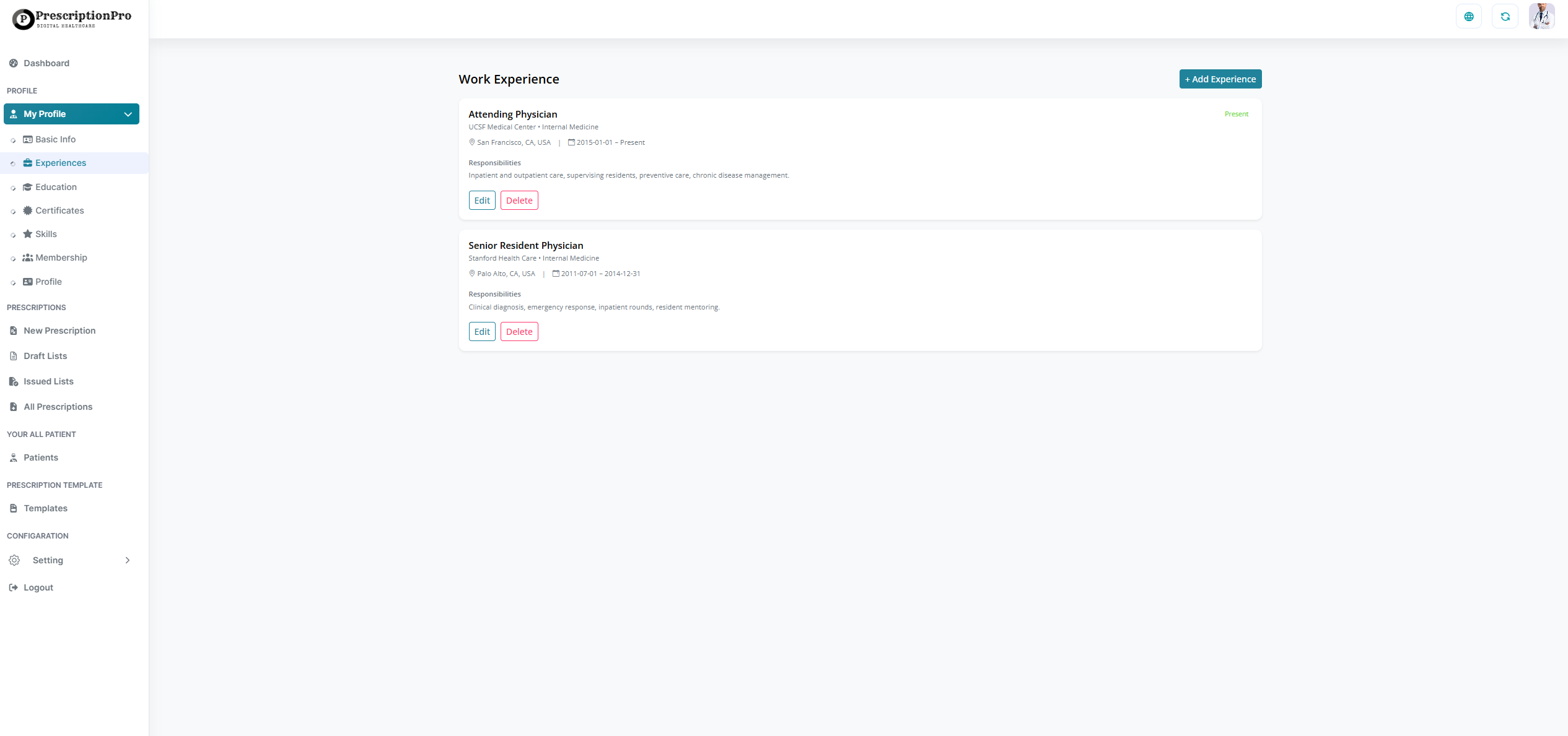 Doctor Profile Example
